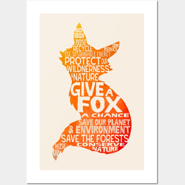 Give a Fox Silhouette - Save Our Planet - World Cloud Wall Art by Jitterfly